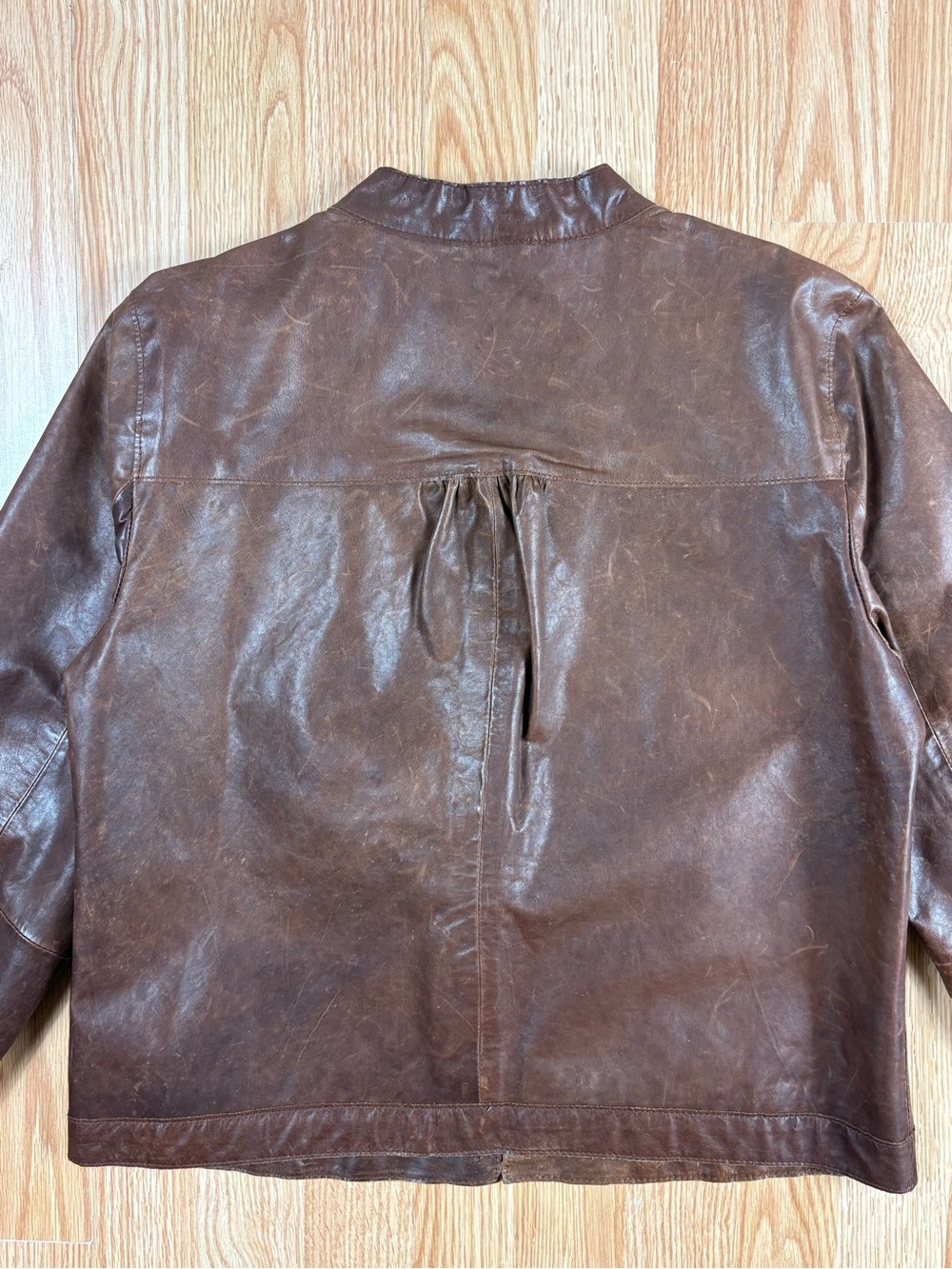 Vintage old navy Brown Leather Zip Front Jacket - Picture 7 of 8